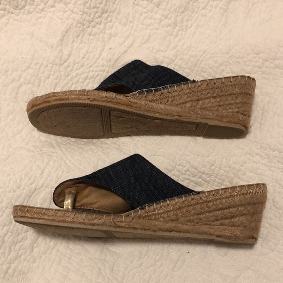 White Mountain size 9 denim espadrille wedge sandals. - Picture 3 of 10